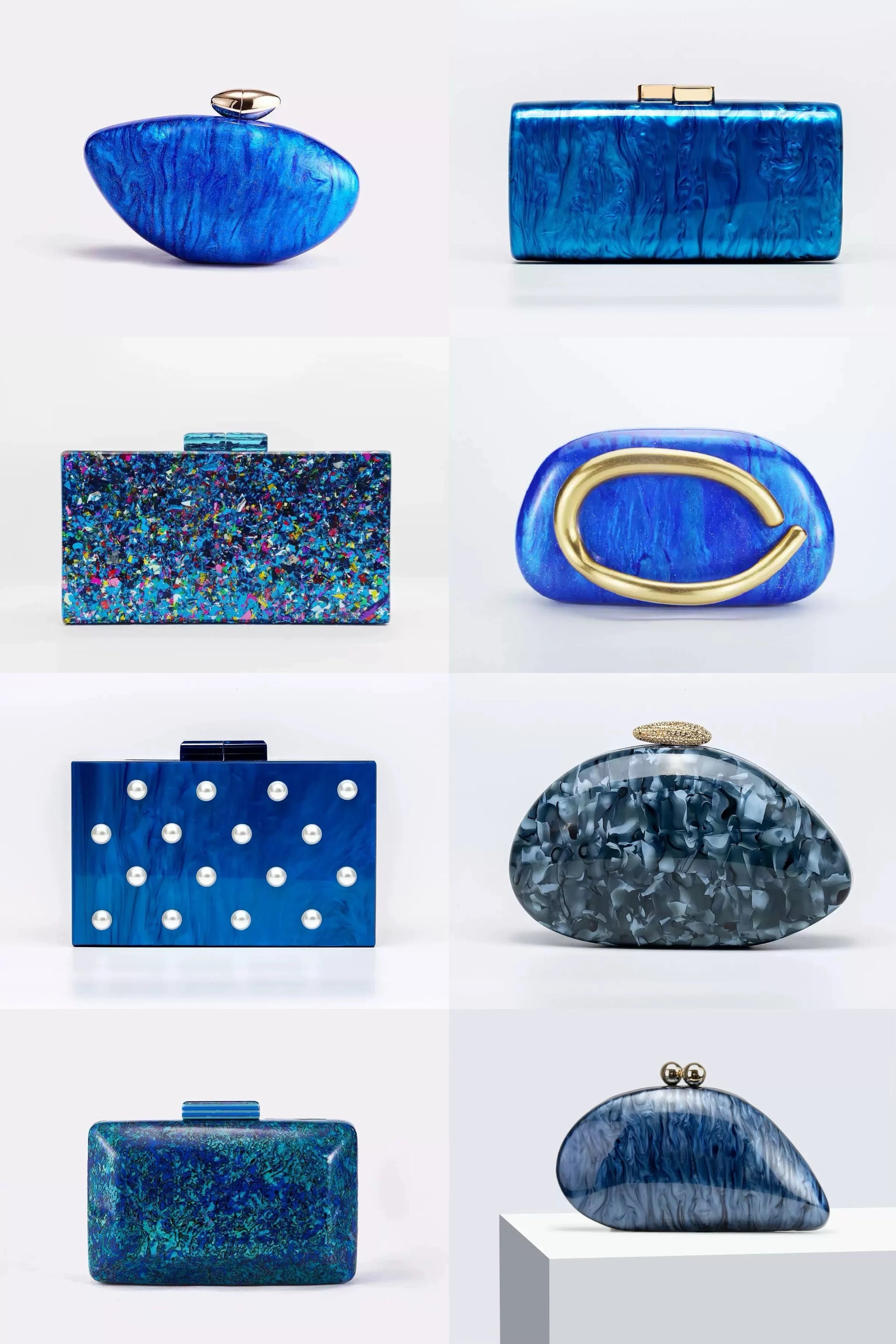 Acrylic Shell Minaudière | Designer Evening Clutch & Shoulder Bag Luxegan
