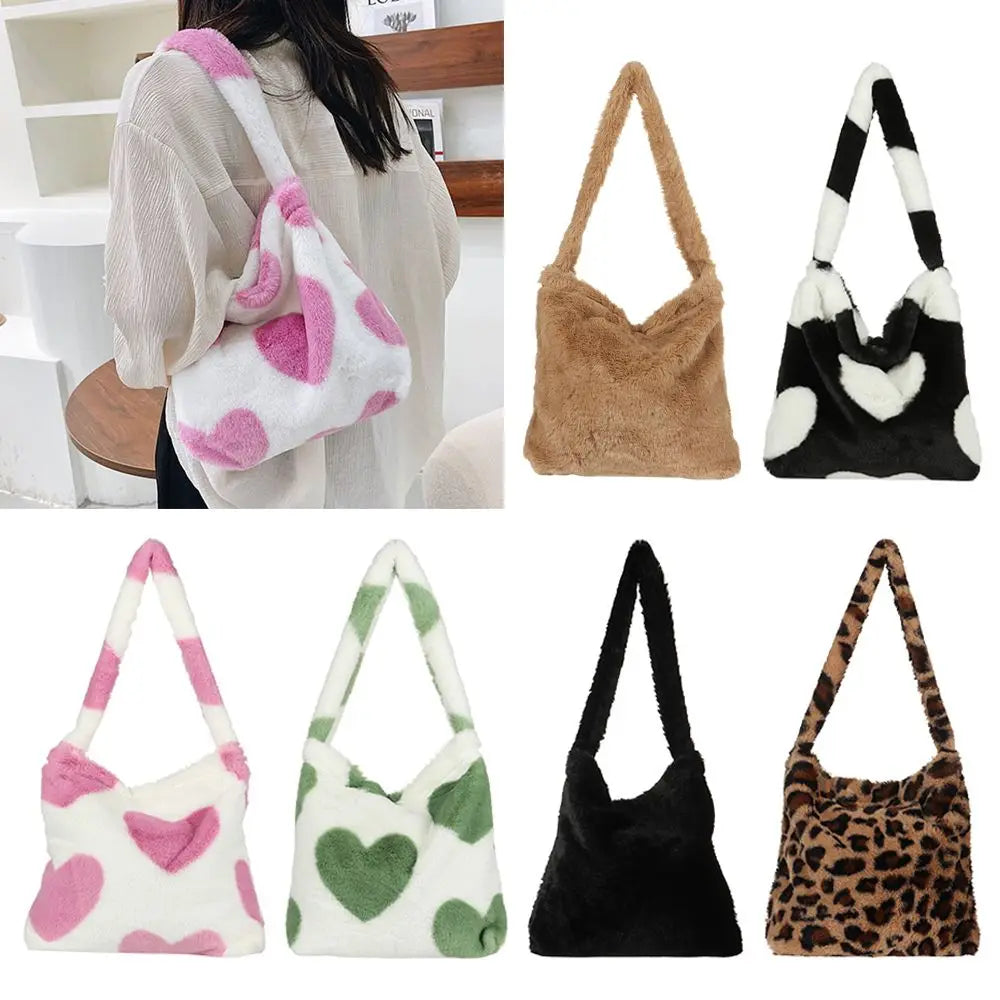 Plush Tote Bag | Fluffy Shoulder & Top-Handle Handbag Luxegan