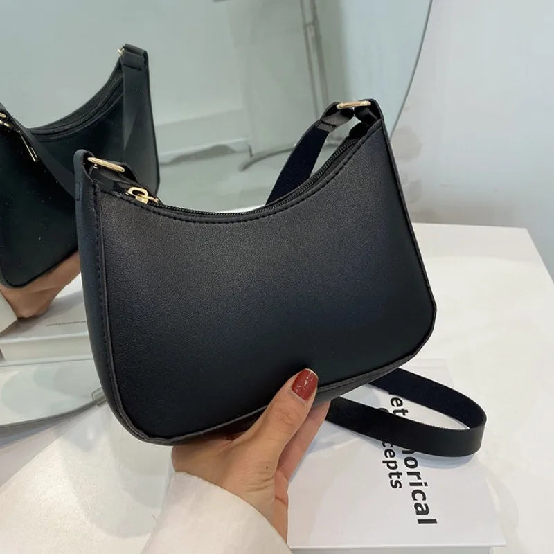 Retro PU Leather Shoulder Bag | Casual Solid Color Underarm Hobo Purse Luxegan