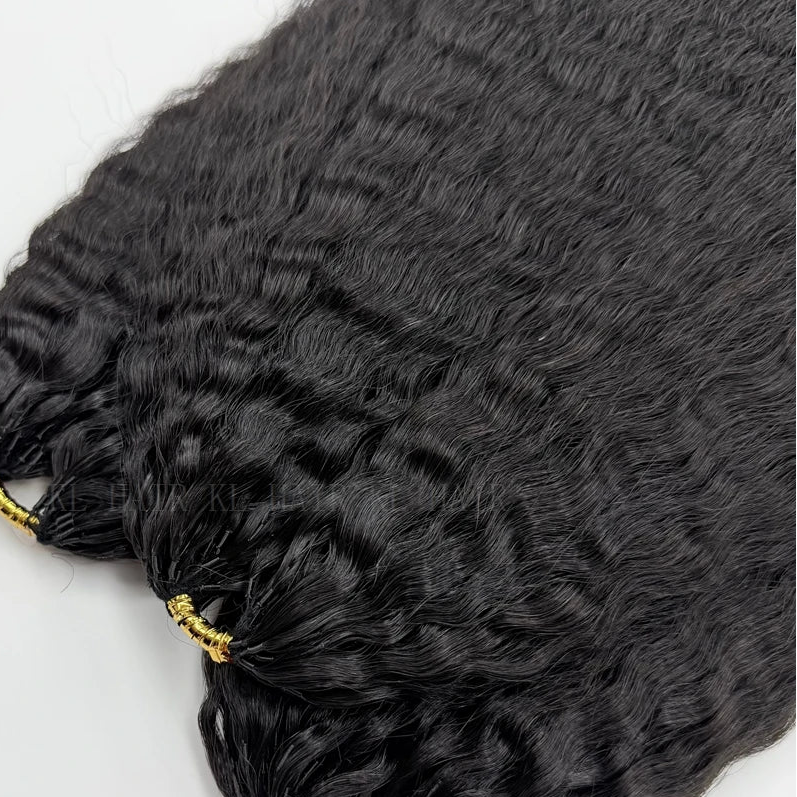 Kinky Straight Feather Crochet Human Hair Extensions – Pre-Looped Crochet Hair for Braiding | 12"–24" Luxegan