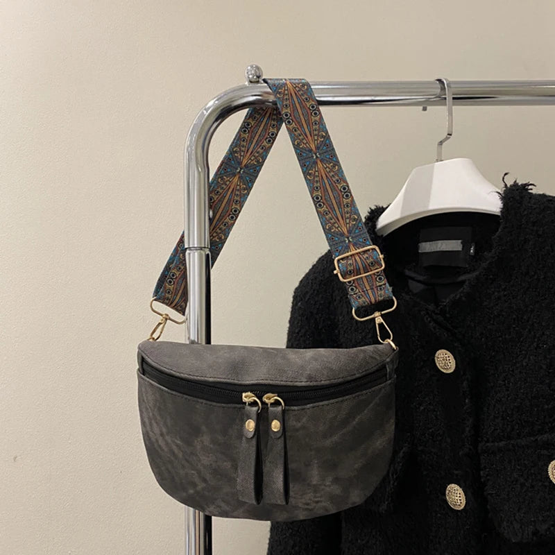 Stylish Hobo Solid Color Satchel | Luxury Designer Chest Bag & Women's PU Leather Waist Bags (Wide Strap Fashion Fanny Shoulder Pack) Luxegan