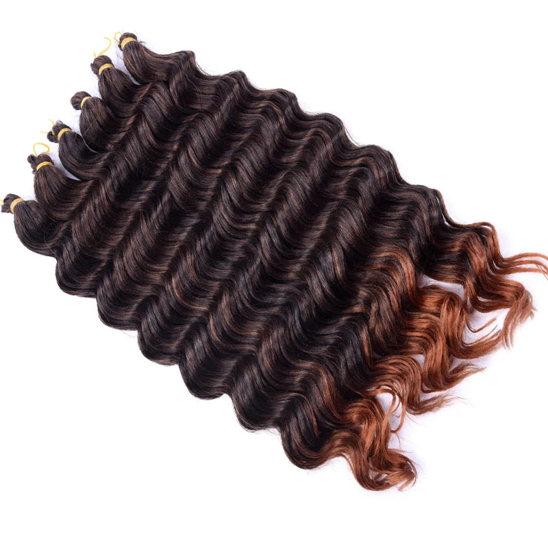 20" Deep Curly Crochet Braiding Hair | Deep Wave Bulk Synthetic Braid Extensions | 23 Colors