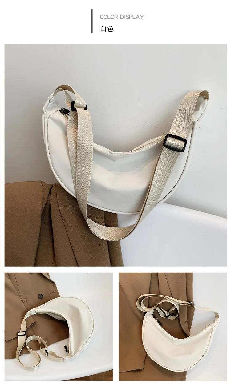 Solid Color Chest Bag for Women | Large Capacity Travel Crossbody & Half Moon Belt Bag (Ladies Daily Street Fanny Pack)Luxegan