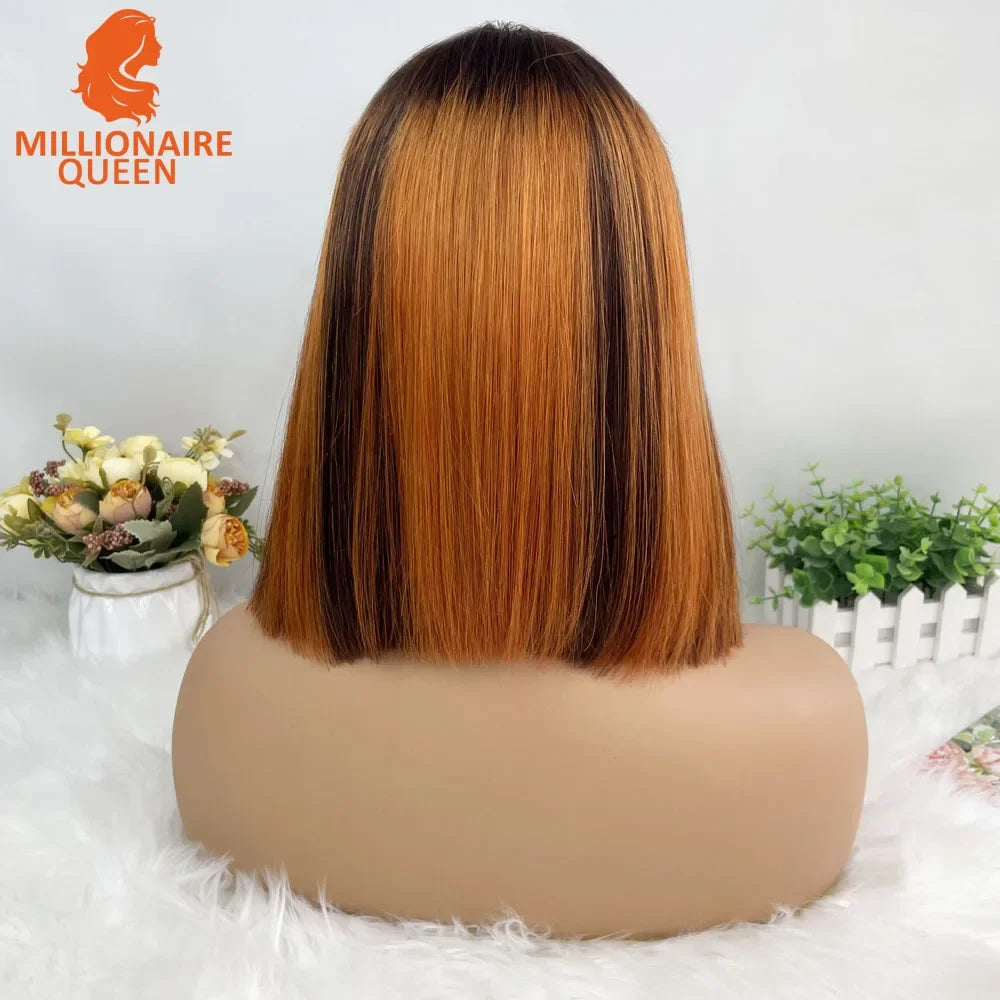 Highlight P4/30 Brown Vietname Bone Straight Bob Wig Super Double Drawn Human Hair 2x6 Glueless Lace Closure Wig For Black Women