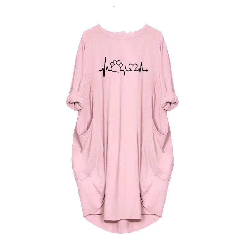 Women's Plus-Size Loose Long-Sleeved Dress | Casual Solid Color O-Neck Winter Pullover | Soft Knit Knee-Length Everyday Dress | Comfortable All-Season Basic Wardrobe Staple Luxegan