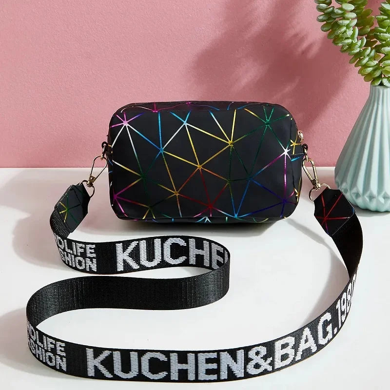 Fashion Laser Shoulder Square Bag | PU Leather Crossbody Bag, Messenger Bag & Small Trendy Satchel Luxegan
