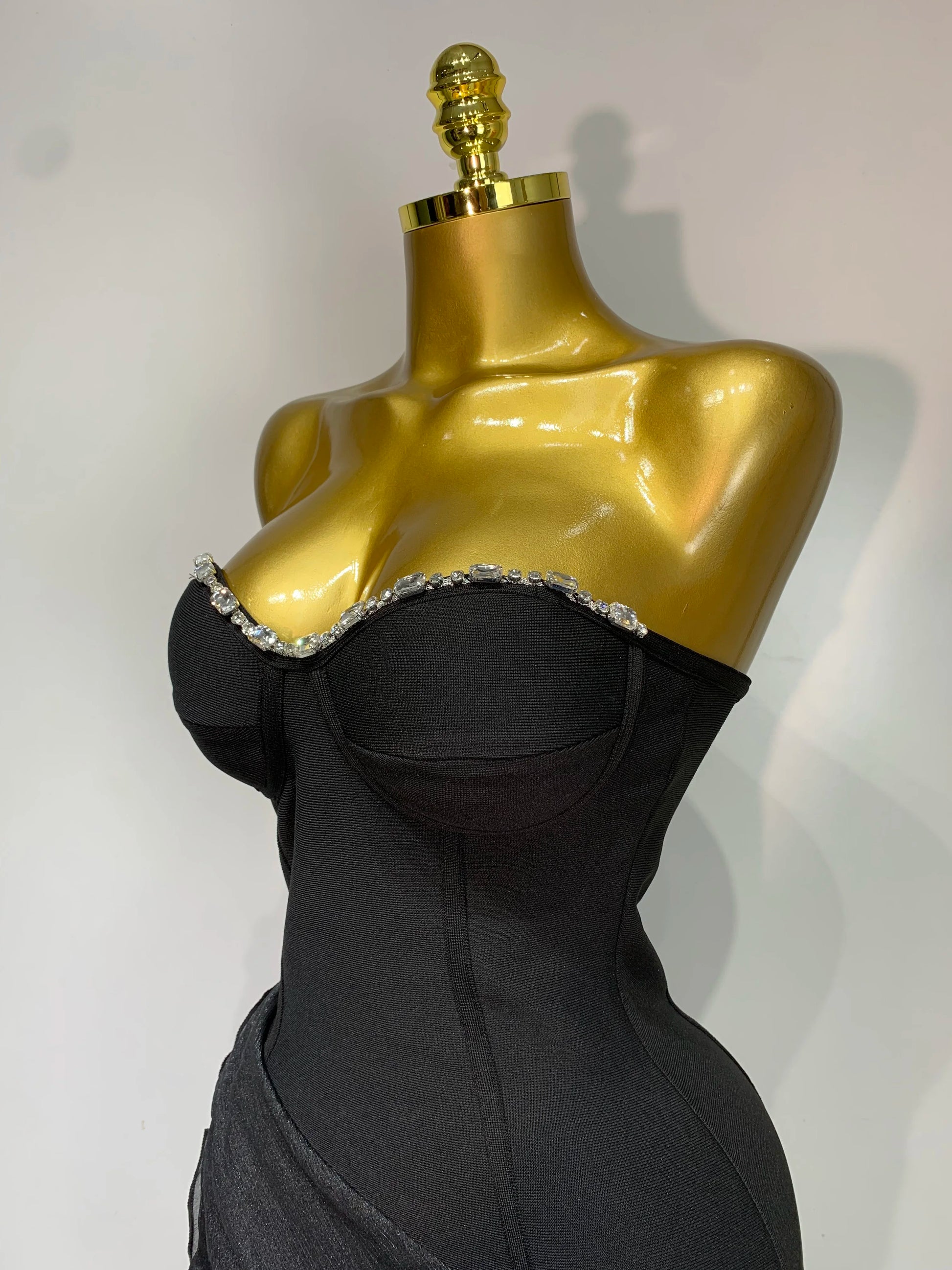 Strapless Ruffle Tassel Bandage Knit Sheath Mini Dress | Sexy Club Nightclub Party Cocktail Dress Luxegan