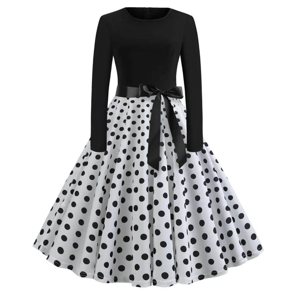 Harajuku Vintage Music Note Print Party Dress | Casual Retro Long-Sleeve Spring Autumn Midi | Full-Sleeve Loose-Fit A-Line Dress with Sashes Luxegan