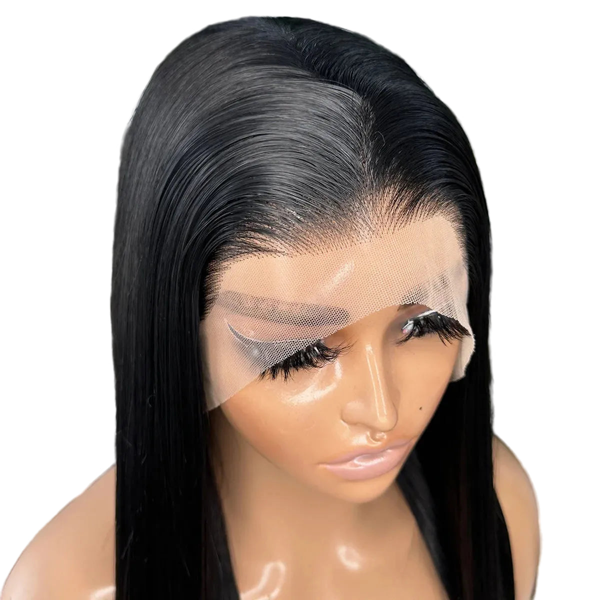 30-Inch Jet Black Silky Straight Futura Synthetic 13x4 Lace Front Wig - 150% Density Glueless Pre-Plucked Hairline Long Straight Wig - Japan Heat-Resistant Fiber Free Part Wig for Black Women (#1 Black) Luxegan