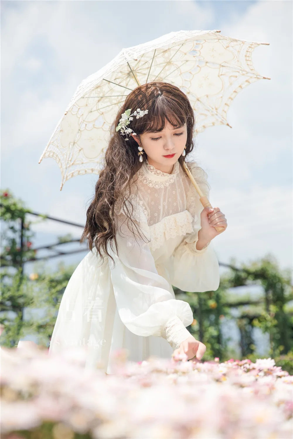 Vintage Cottage Chiffon Gatsby Dress Fairy Woman Chic Romantic Lace Lantern Sleeve Retro Princess Dresses Vestido Festa Faldas