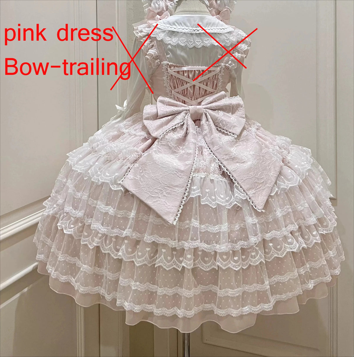 Sweet Lolita JSK Dress Set – Lace, Bow, Spaghetti Strap, Square Collar, A-Line