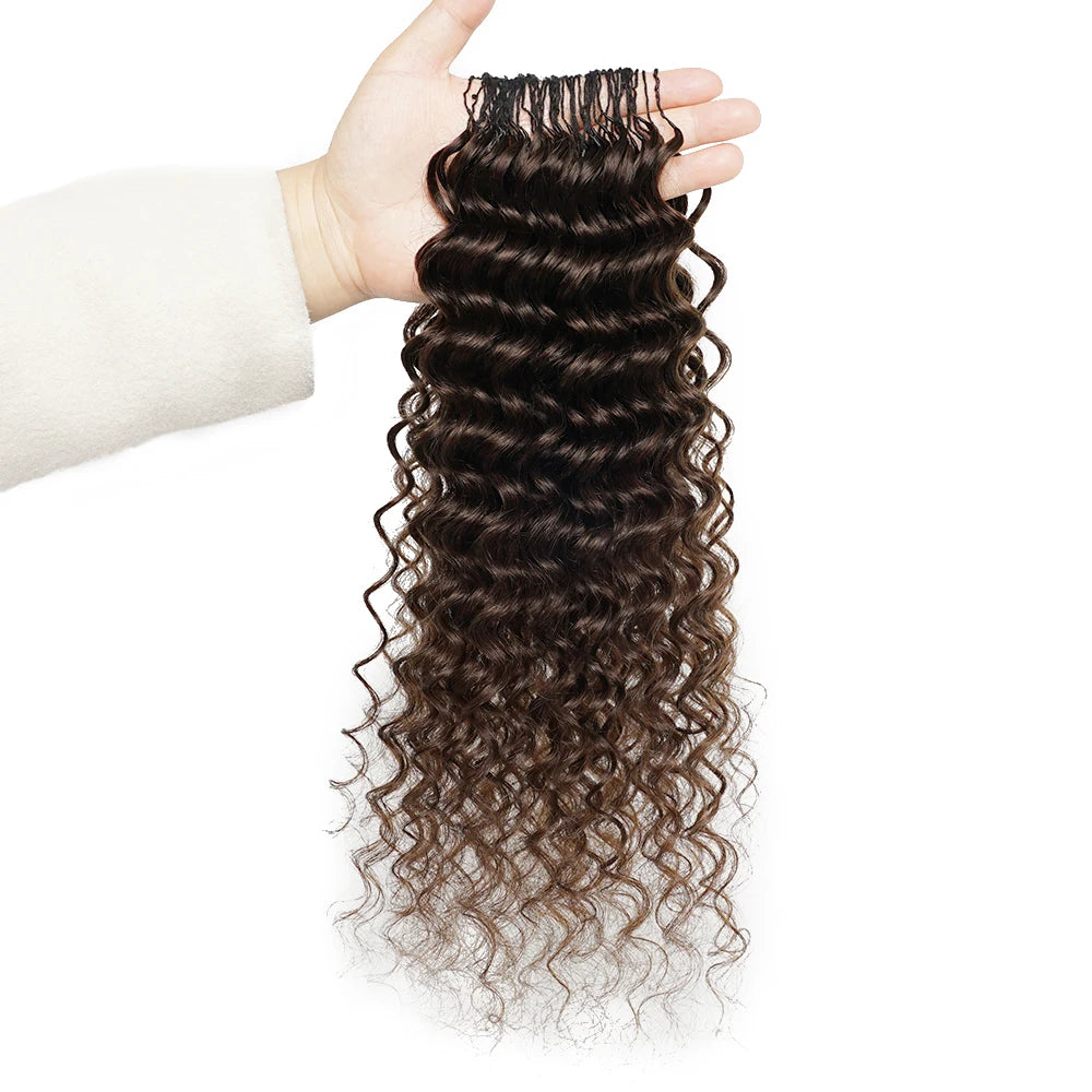 Deep Wave Miracle Knots Feathered Bulk Hair for Braiding – Highlight Brown & Honey Blonde Boho Braids 100%