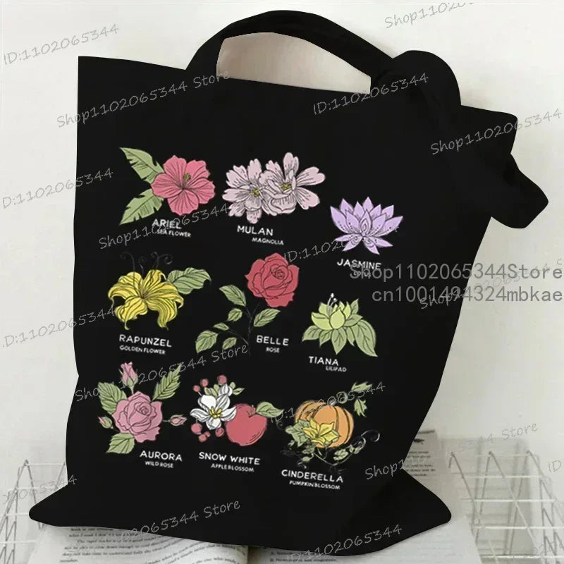 Myosotis Alpestris Canvasa Tote Bag for Women “Forget Me Not” Handbag Aesthetics Flower Shopper Bags Female Bohemia Shoulder Bag Luxegan