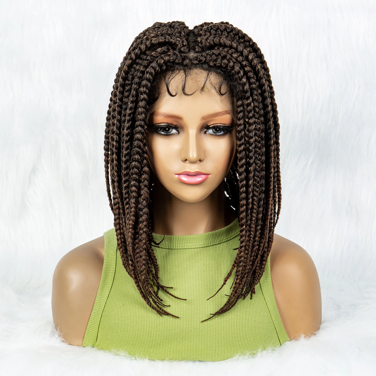 Pelucas trenzadas Bob para mujeres negras Peluca de encaje completo con trenzas estilo cornrow Peluca sintética de encaje frontal con trenzas de caja sin nudos con cabello de bebé