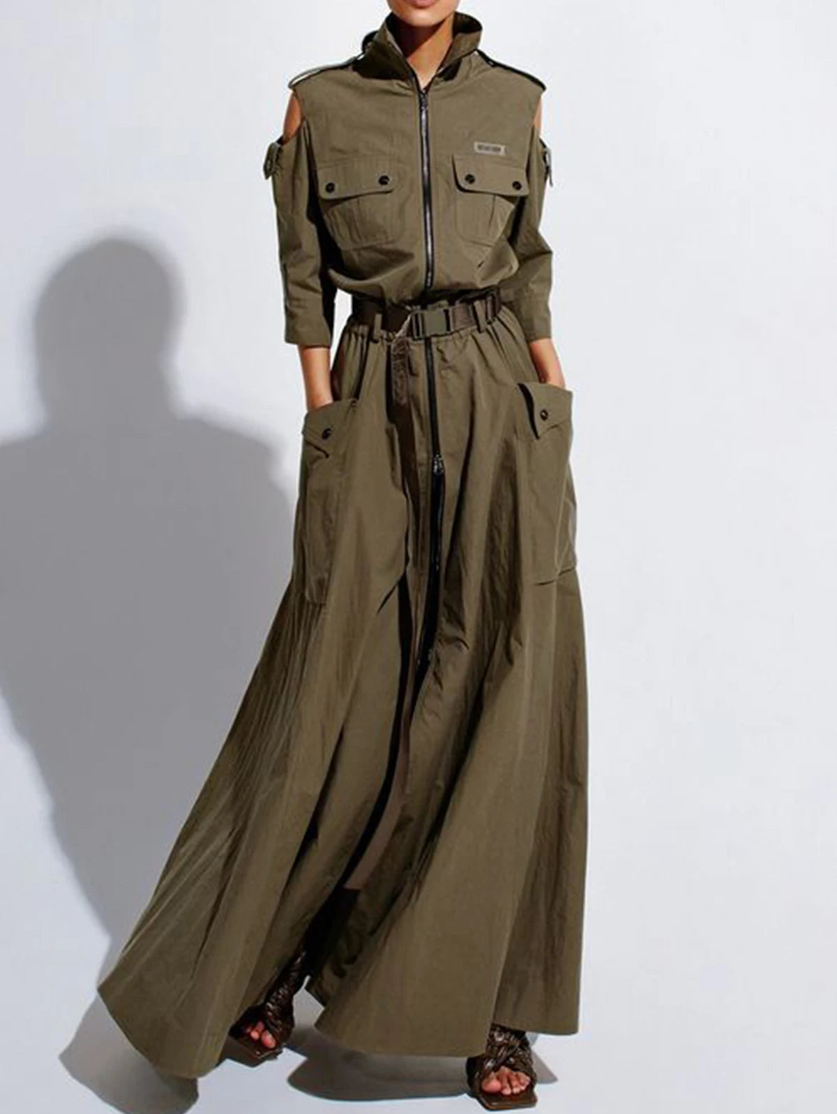 Women's Retro Maxi Dress with Pockets Luxegan