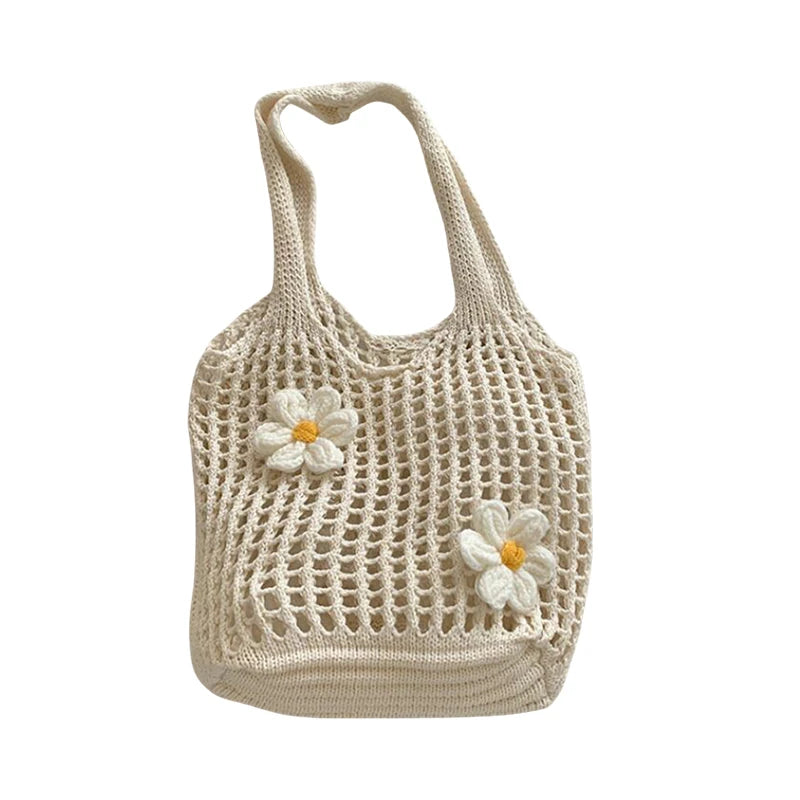 Women Knitted Shoulder Bag Fashion Tote Handbag Large Capacity Summer Beach Bag | Lightweight Casual Top Handle Bag Chic Hobo Bag Luxegan