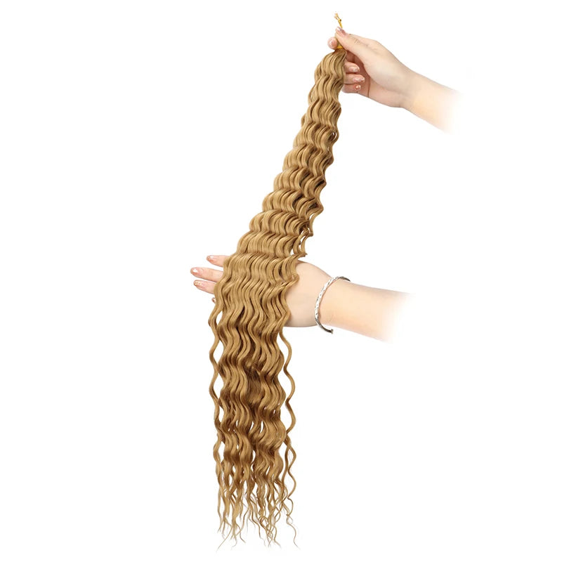 30 Inch Pre-Stretched Deep Wave Crochet Hair – Ombre Soft Curly Braiding Hair for Women Luxegan