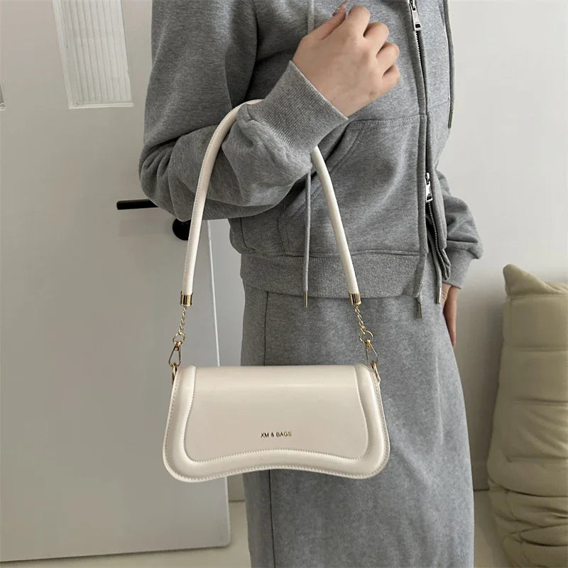 Ladies Shoulder & Crossbody Bags | PU Leather Women's Underarm Bags & Solid Color Small Top-Handle Purse (Female Daily Handbags) Luxegan