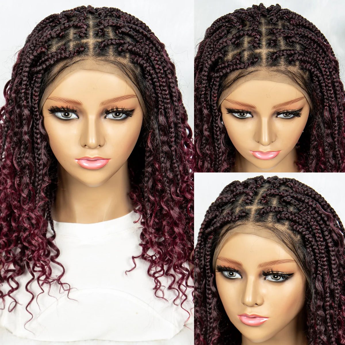 16 Inch Boho Knotless Box Braided Wig | Full Lace | Curly Ends