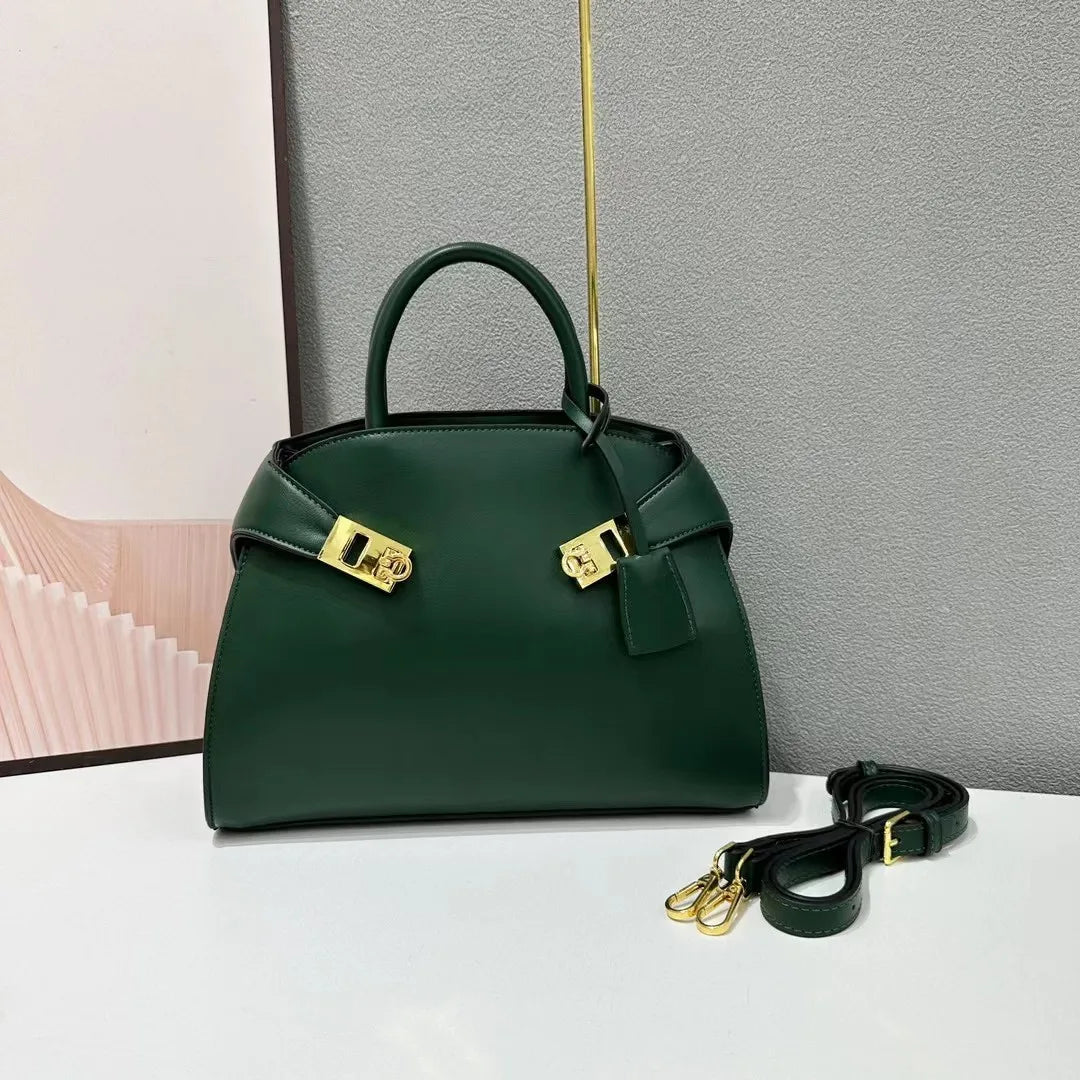 Luxury Designer Shell Messenger Bag | Sophisticated "Bowling Style" Silhouette | New Fashion Large Capacity Shoulder Bag | "Dignified" High-Performance PU Leather Essential for Radiant Versatile Styling Luxegan