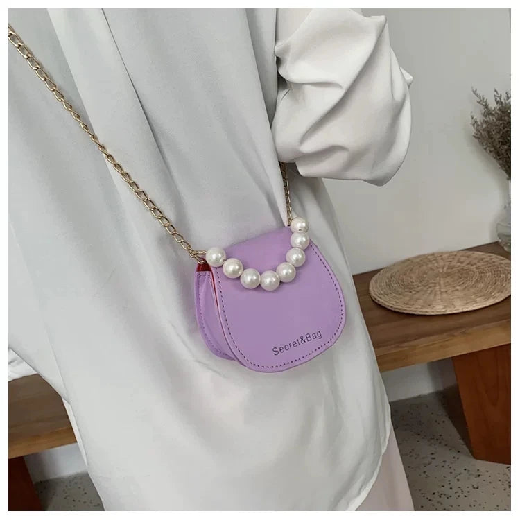 Elegant Pearl & Chain Mini Handbag | Rhombus Shoulder & Crossbody Bag Luxegan