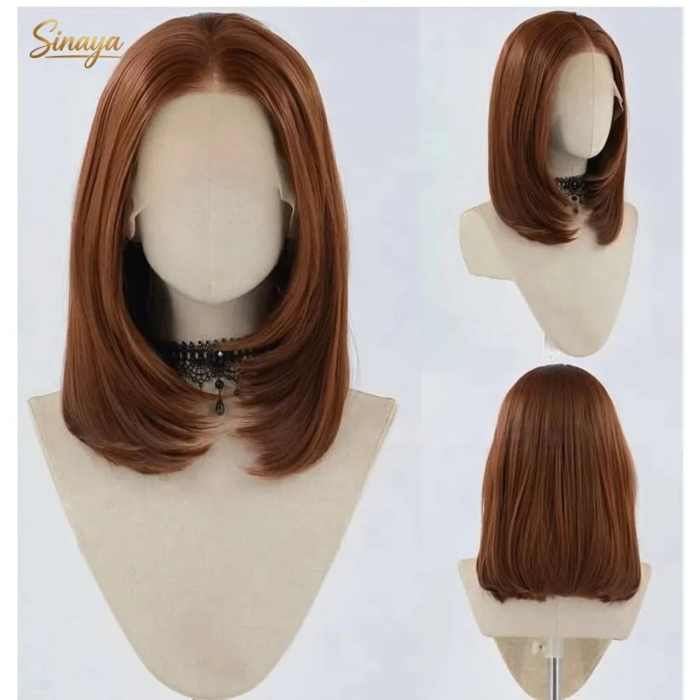 Light Pink Layered Straight Bob | Sophisticated 13x4 HD Transparent Lace Frontal | Elegant 12-Inch High-Temperature Fiber Wig | "Dignified" Natural Hairline Glueless Wig for Daily Wear & Cosplay Luxegan