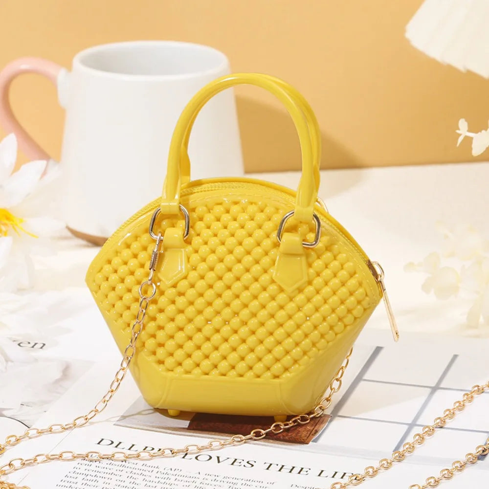 PU Cartoon Hobo Bag | Moderate Hardness Transparent Pearl Shell Crossbody Luxegan