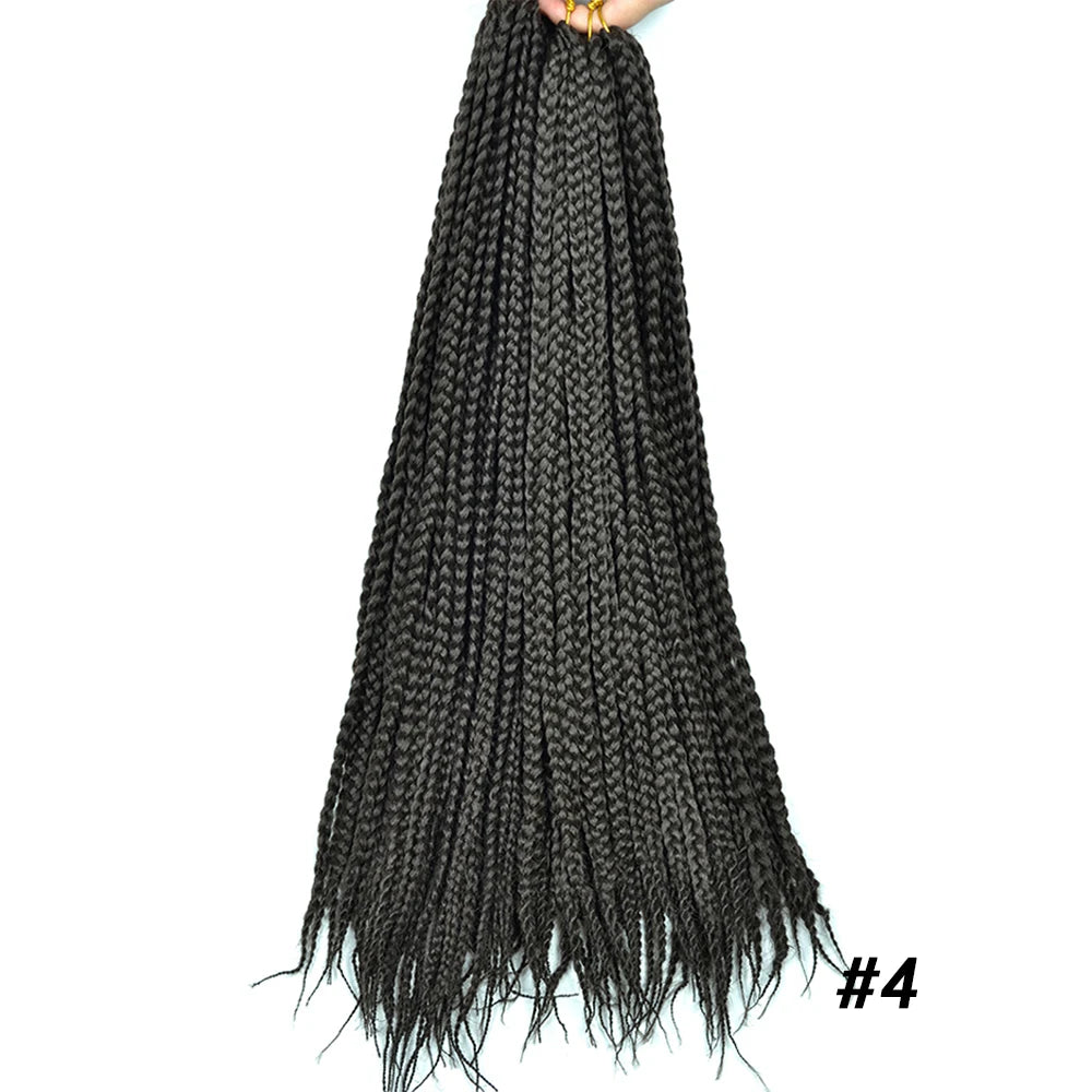 24-Inch Long Ombre Box Braids Crochet Hair - Pre-Looped Synthetic Braiding Hair Extensions - High Temperature Fiber 22 Strands/Pack Piano Color Crochet Braids for Women & Girls (27 Colors Available)