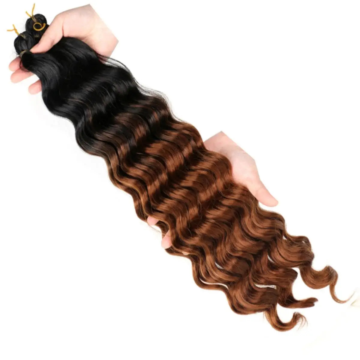22-Inch Synthetic Deep Wave Bulk Braiding Hair – Curly Ombre No-Weft Faux Locs Extensions for - view 10