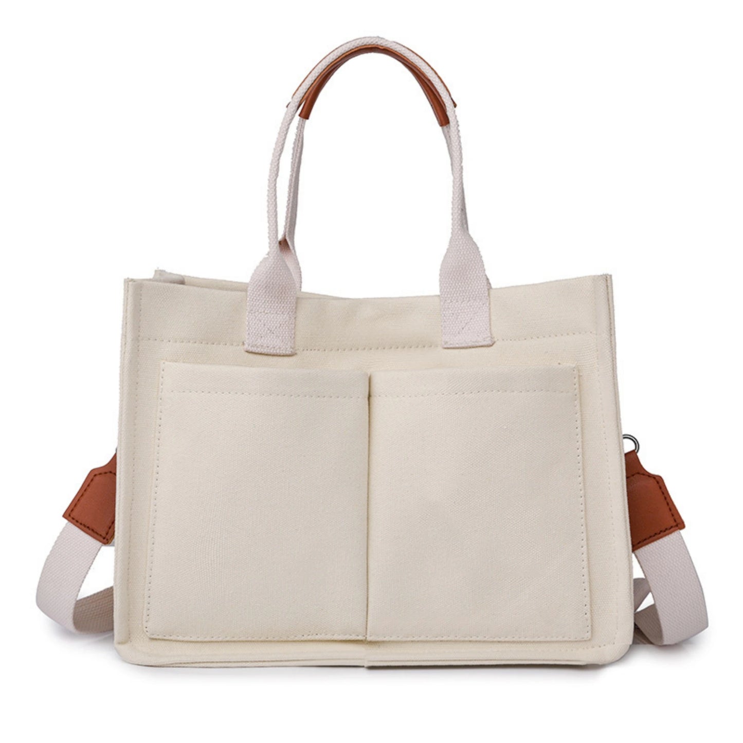 Large Canvas Tote Bag for Women with Pockets | Laptop Crossbody Purses & Everything Everyday Bag (Handbags for Work, Beach, Gym) Luxegan