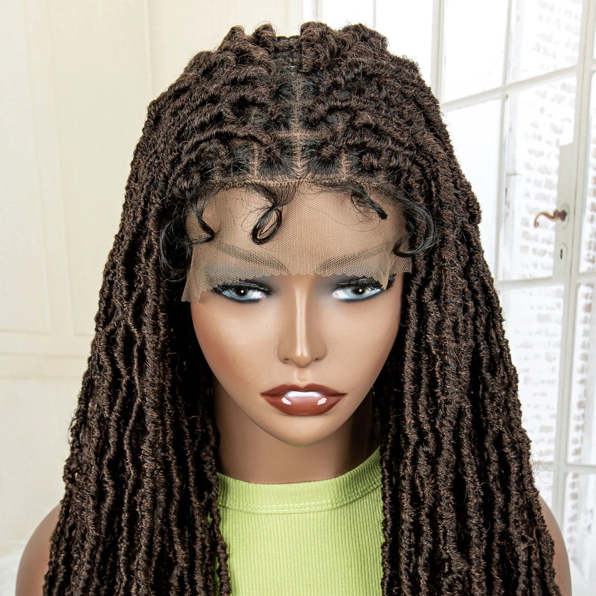 Super Long 36 Inches Synthetic Full Lace Dreadlock Box Braided Wigs for Afro Black Women Black Knotless Braiding Wigs Luxegan