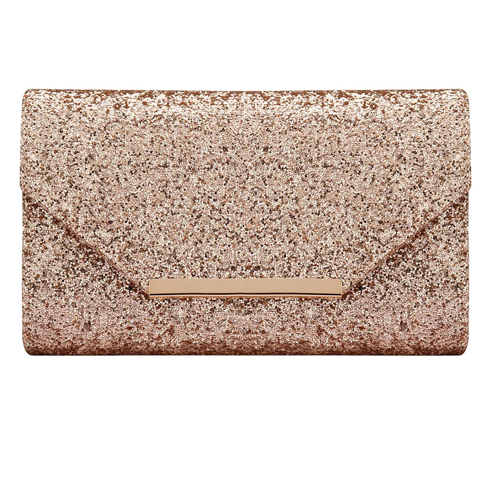 Sequined Envelope Clutch Bags For Women Fashion Gold Purses And Handbags With Chain Shoulder Bags Wedding Party Clutches