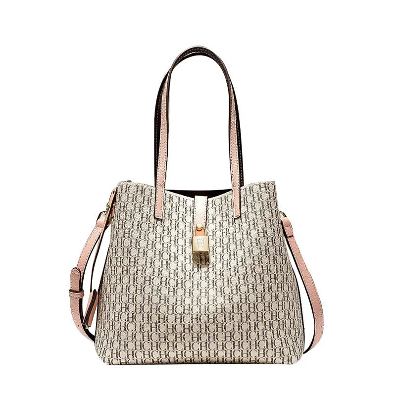 Premium Versatile Leather Crossbody Bag | Ladies Large Capacity Daily Commuter Tote Bag (Letter Print Design, Fashion Casual) Luxegan
