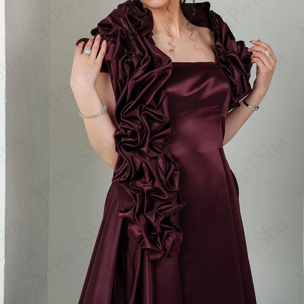 Draped A-Line Prom Gown | Off-Shoulder Sleeveless Floor-Length Evening Dress Luxegan