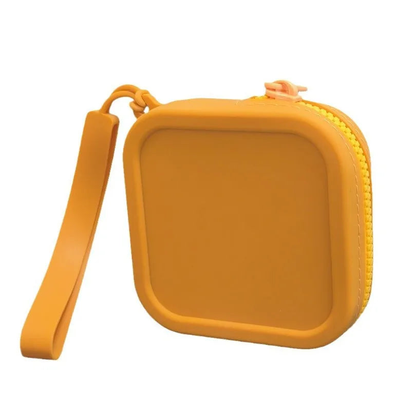 Small Square Waterproof Silicone Wallet | Simple Zipper Organizer Coin Purse & Earphone Bag | Unisex Travel Portable Pouch Luxegan
