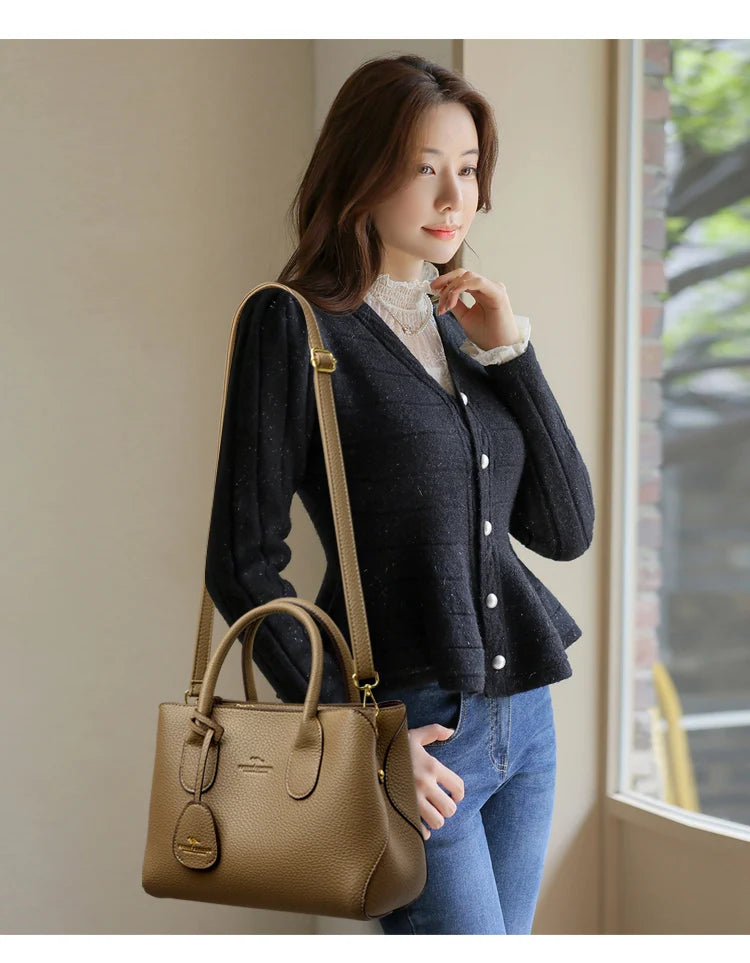 High-Quality PU Leather Women's Handbag | Luxury Shoulder & Crossbody Messenger Bag | Fashionable Multi-Layer Luxegan