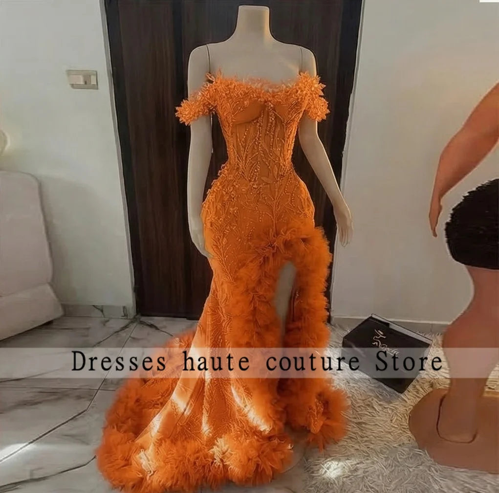 Luxury Pink Diamond Prom Dress | African Women's High Slit Formal Wedding Gown | Exquisite Crystal Beaded Ruffle Evening Dress | Premium Mermaid Floor-Length Sleeveless Robe with Built-in Bra Luxegan