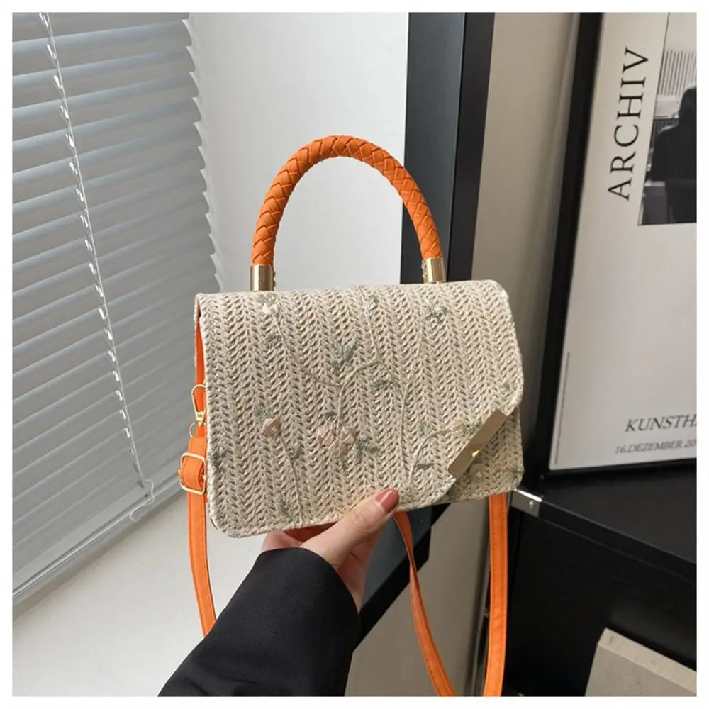 Women's Summer Bohemian Straw Bag | Woven Beach Crossbody & Rattan Braid Grass Vacation Bag (Girls Shoulder Messenger Handbag) Luxegan