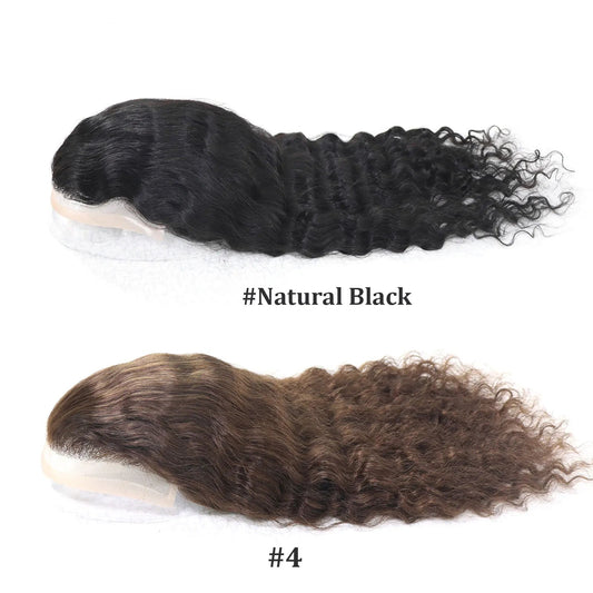 Long Curly Men's Toupee | Durable Mono Lace with PU Base Human Hair Wig | Premium Remy Hair Men's Capillary Prosthesis | Comfortable 8"x10" Breathable Hair Replacement System Luxegan