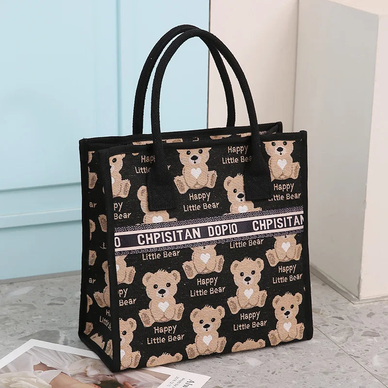 New Arrival! Fashionable Top-handle Bag with Cute Cat Pattern | Large Capacity Mommy Bag for Women, Perfect for Work and Commuting Luxegan