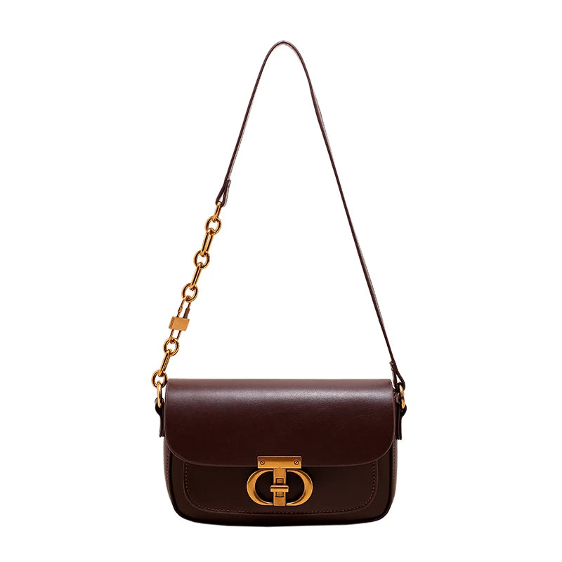 Retro Small PU Leather Bag Women's | Original Fashion Lock Crossbody Shoulder Sac & Senior Handbag Underarm Bag (Designer) Luxegan