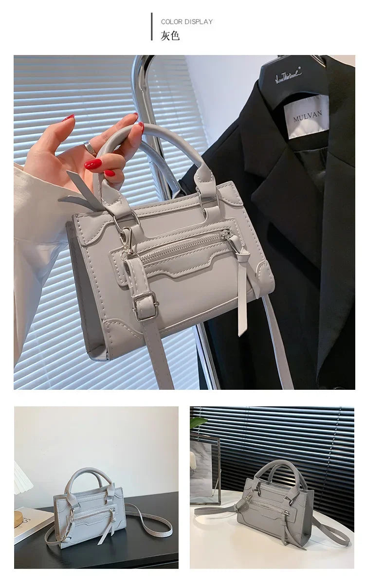 Western Style Crossbody Bag | Simple Textured Square Handbag Luxegan
