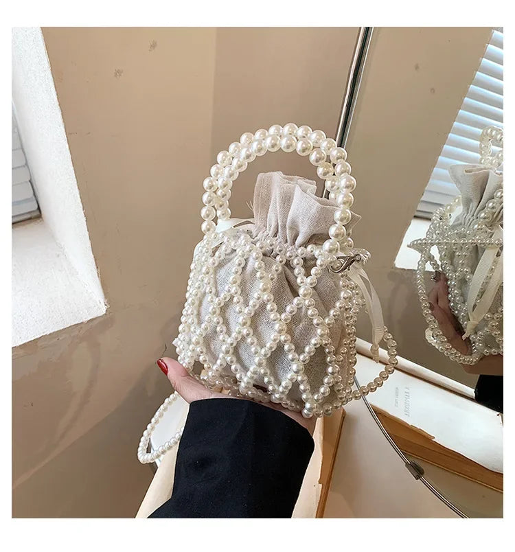 Women's Pearl Bag | Small Mini Tote Bag & Woven Crossbody Luxegan