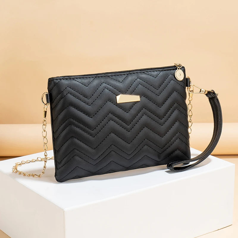 Women's Printed Shoulder Strap Crossbody Bag | Korean Wavy Wallet & Small Square Bag Luxegan