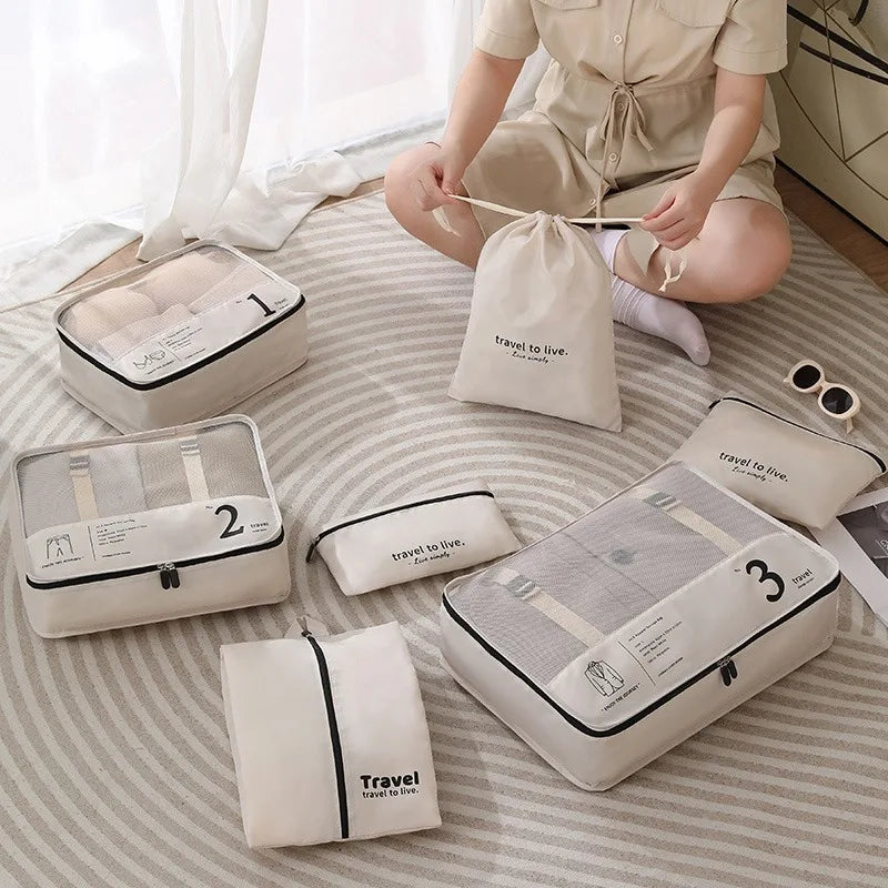 7-Piece Travel Storage Bag Set | Large Capacity Suitcase Organizer Luxegan