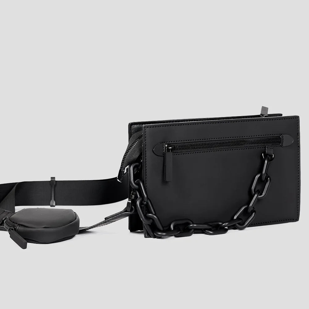 Designer 2-in-1 Square Box Crossbody | Hard PU Messenger Hand Bag Luxegan