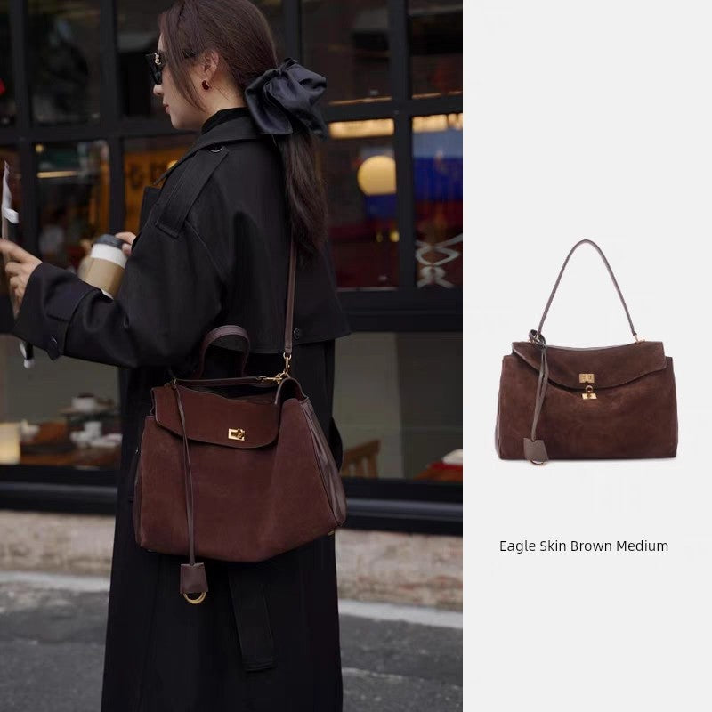 Rodeo Smooth Calfskin Tote Bag | Medium Horizontal Square Crossbody Satchel | Lazy Style Pure Color Leather Handbag Luxegan