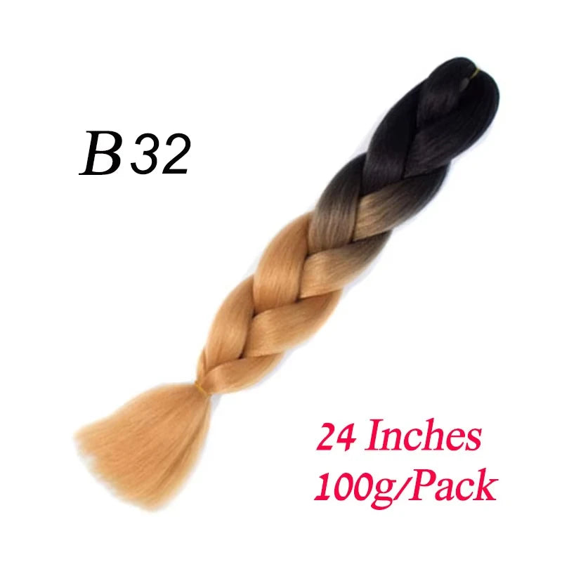 Lihui 24 Inch Pre-Stretched Synthetic Braiding Hair – Kanekalon Jumbo Braid | 100g | 100+ Ombre Colors