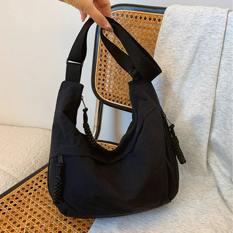 Minimalist Korean Dumpling Bag | Soft Large Capacity Shoulder Tote Luxegan