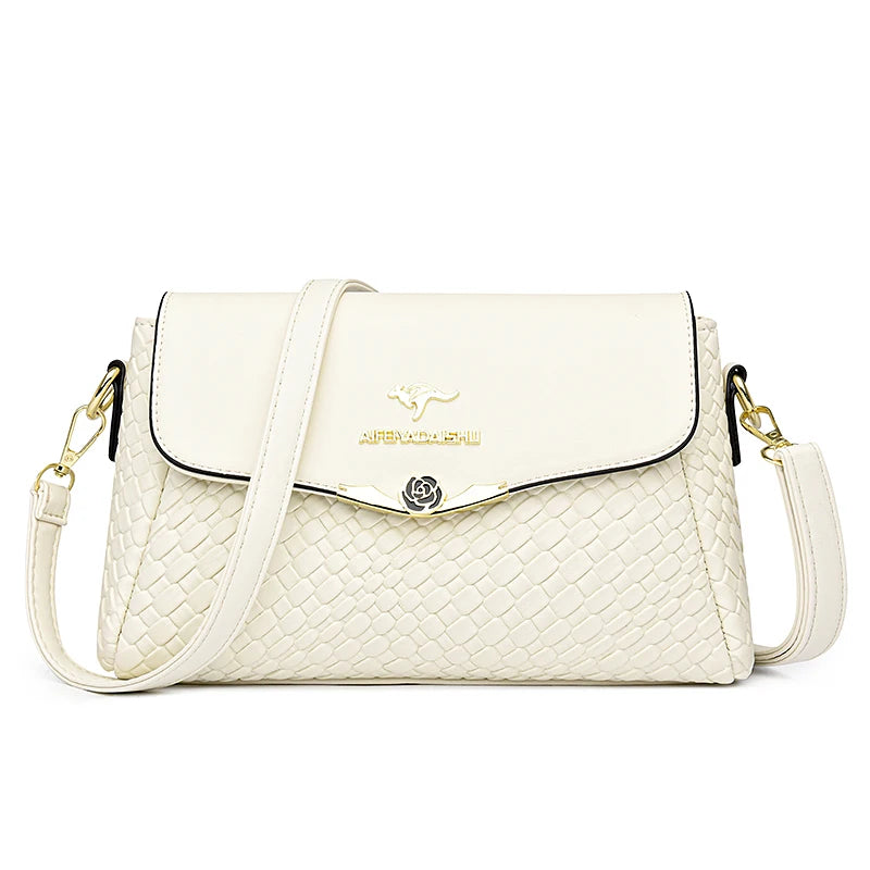Luxury Knitted PU Leather Crossbody | Soft Shoulder Messenger Bag Luxegan